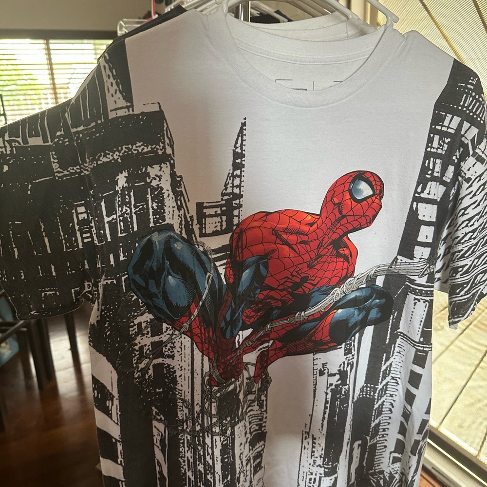 Marvel White Tee with Red and Black Spider-Man Design